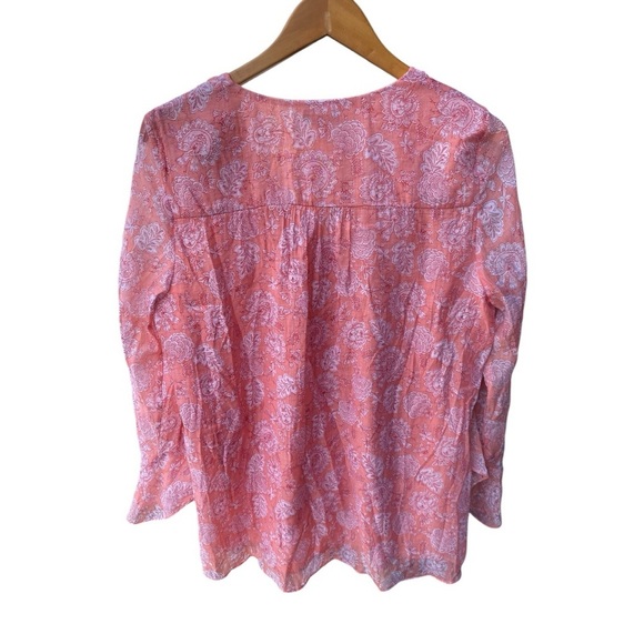 Vince Camuto Orange Coral Floral Flutter Sleeve Blouse I Size: M - Picture 7 of 9